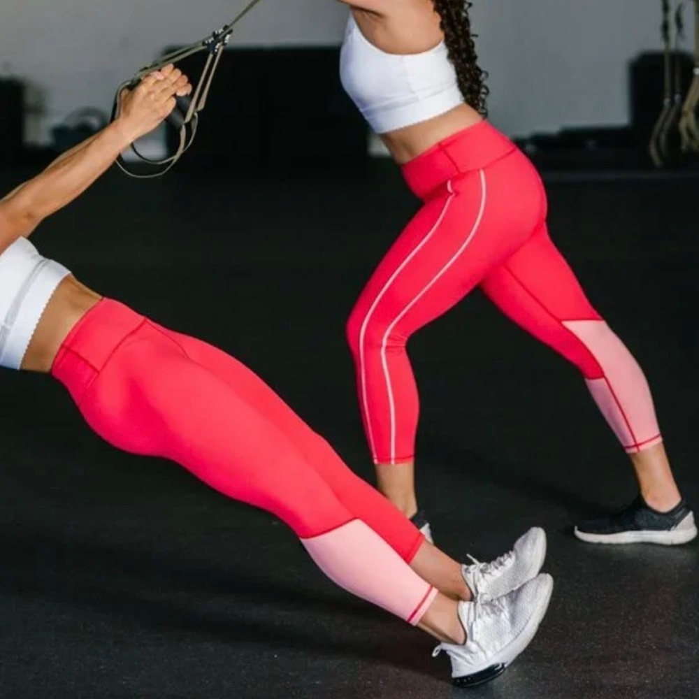 Zyia Active 8-10 Reflective Stripe n Tight 7/8 leggings Hi-Rise Popsicle Pink